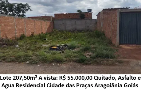 Lote/Terreno à venda, 207m² no Setor Central, Aragoiânia