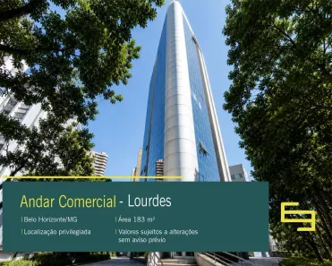 Sala Comercial para alugar, 183m² no Lourdes, Belo Horizonte