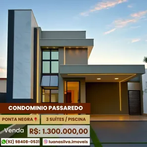 Casa de Condomínio com 3 Quartos à venda, 176m² no Ponta Negra, Manaus