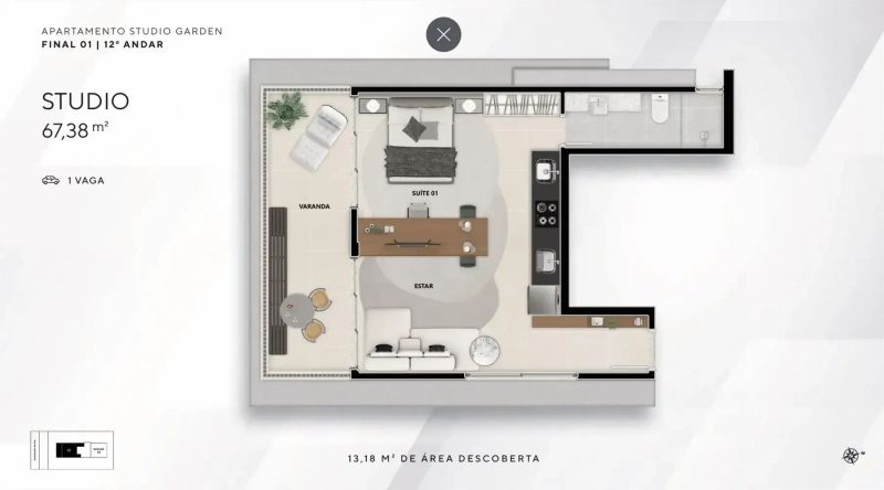Apartamento com 1 quarto — Funcionários, Belo Horizonte