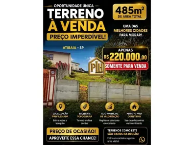 Lote/Terreno à venda, 485m² no Jardim Paulista, Atibaia
