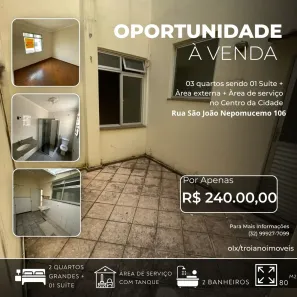 Apartamento com 3 Quartos à venda, 80m² no Centro, Juiz de Fora