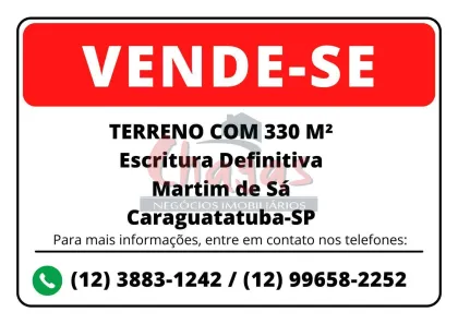 Lote/Terreno à venda, 330m² no Martim de Sá, Caraguatatuba