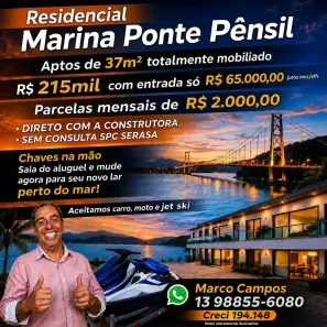 Apartamento com 1 Quarto à venda, 37m² no Morro dos Barbosas, São Vicente