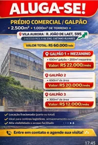 Galpão/Depósito/Armazém para alugar, 2500m² no Vila Aurora (Zona Norte), São Paulo