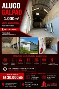 Galpão/Depósito/Armazém para alugar, 1000m² no Distrito Industrial I, Manaus