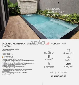 Casa de Condomínio com 4 Quartos à venda, 311m² no Jardins França, Goiânia