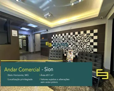 Sala Comercial para alugar, 652m² no Sion, Belo Horizonte