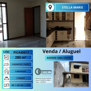Casa com 4 Quartos para venda ou aluguel, 280m² no Stella Maris, Salvador