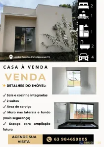 Casa com 2 Quartos para venda ou aluguel, 97m² no Jardim America, Porto Nacional