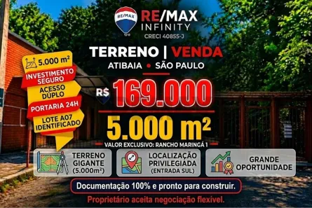 Lote/Terreno à venda, 5000m² no Loteamento Rancho Maringá I, Atibaia