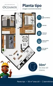 Apartamento com 2 Quartos à venda, 50m² no Parque Industrial Daci, Taboão da Serra
