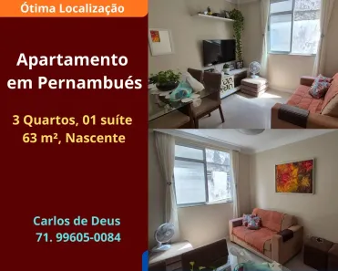 Apartamento com 3 Quartos à venda, 63m² no Pernambués, Salvador