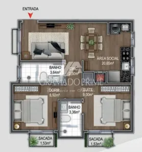 Apartamento com 2 Quartos à venda, 64m² no Loteamento Belvedere, Gramado