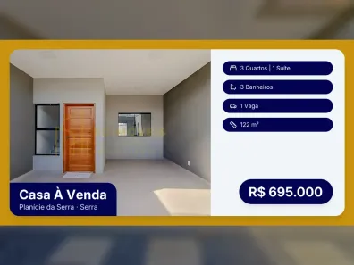 Casa com 3 Quartos à venda, 122m² no Planície da Serra, Serra