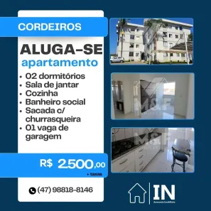 Apartamento com 2 Quartos para alugar, 54m² no Cordeiros, Itajaí