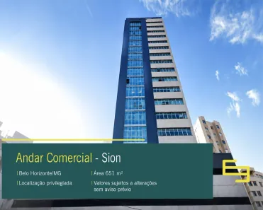 Sala Comercial para alugar, 652m² no Sion, Belo Horizonte