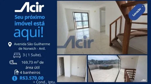 Cobertura com 3 Quartos para alugar, 168m² no Anil, Rio de Janeiro