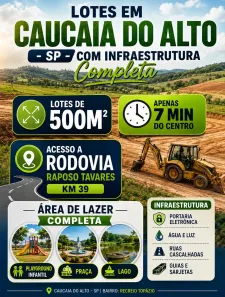 Lote/Terreno à venda, 500m² no Recreio Topázio (Caucaia do Alto), Cotia