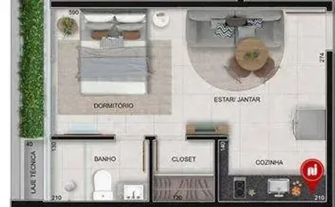 Apartamento com 1 Quarto à venda, 27m² no Lourdes, Belo Horizonte