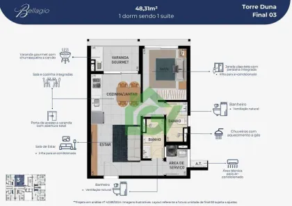 Apartamento com 1 Quarto à venda, 50m² no Centro, Caraguatatuba