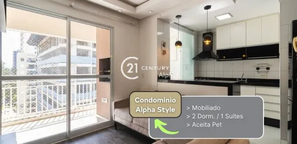 Apartamento com 2 Quartos para alugar, 62m² no Alphaville Centro Industrial e Empresarial/Alphaville., Barueri