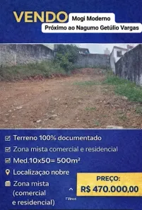 Lote/Terreno à venda, 500m² no Mogi Moderno, Mogi das Cruzes