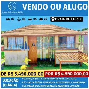 Casa de Condomínio com 7 Quartos à venda, 480m² no , Mata de São João