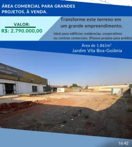 Lote/Terreno à venda, 1861m² no Jardim Vila Boa, Goiânia