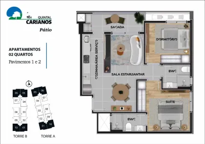 Apartamento com 2 Quartos à venda, 63m² no Carianos, Florianópolis
