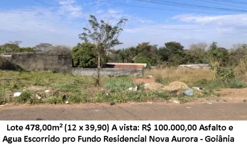 Lote/Terreno à venda, 478m² no Residencial Nova Aurora, Goiânia