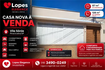 Casa com 2 Quartos à venda, 87m² no Jardim Irapuã, Piracicaba