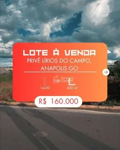 Lote/Terreno à venda, 420m² no Privê Lírios do Campo, Anápolis