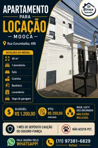 Apartamento com 1 Quarto para alugar, 40m² no Vila Oratório, São Paulo