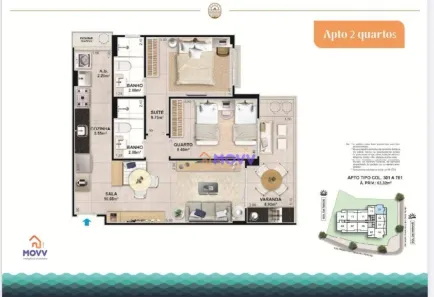 Apartamento com 2 Quartos à venda, 64m² no Piratininga, Niterói