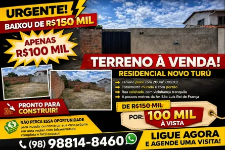 Lote/Terreno à venda, 200m² no Turu, São Luís
