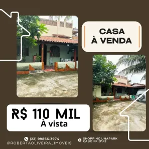Casa com 1 Quarto à venda, 160m² no Centro Hípico (Tamoios), Cabo Frio