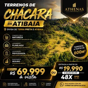Lote/Terreno à venda, 600m² no Jardim Brasil, Atibaia