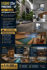 Apartamento com 1 Quarto à venda, 22m² no Pinheiros, São Paulo