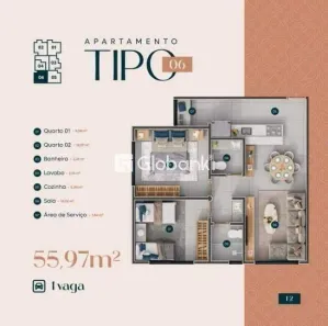 Apartamento com 2 Quartos à venda, 56m² no Cândida Câmara, Montes Claros