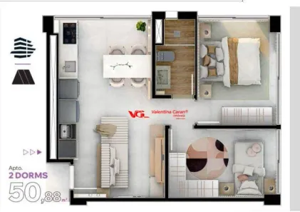 Apartamento com 2 Quartos à venda, 51m² no Centro, Indaiatuba