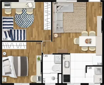 Apartamento com 2 Quartos à venda, 54m² no Jardim Flórida, Jacareí