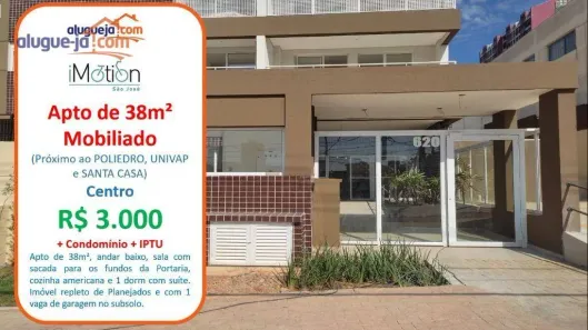 Apartamento com 1 Quarto para alugar, 37m² no Centro, São José dos Campos