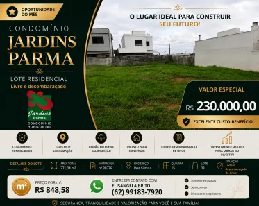 Lote/Terreno à venda, 271m² no Jardins Parma, Senador Canedo