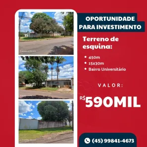 Lote/Terreno à venda, 450m² no Universitário, Cascavel
