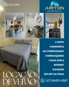 Apartamento com 3 Quartos para alugar, 100m² no Castelo Branco, Itapema