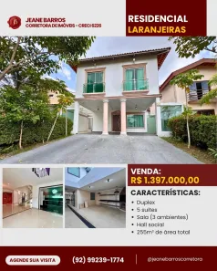 Casa de Condomínio com 5 Quartos à venda, 255m² no Flores, Manaus