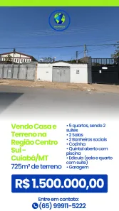 Sobrado com 5 Quartos à venda, 259m² no Centro-Sul, Cuiabá