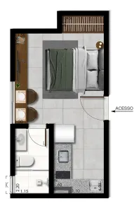 Apartamento com 1 Quarto à venda, 19m² no Mariano Procópio, Juiz de Fora