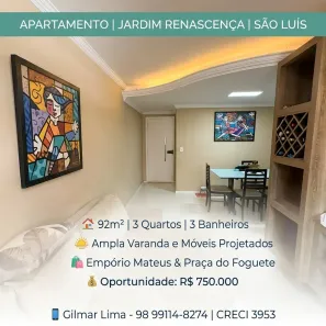 Apartamento com 3 Quartos à venda, 92m² no Renascença, São Luís